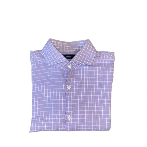 Hugo Boss Men's Slim Fit Plaid Long Sleeve Dress Shirt - Picture 4 of 10